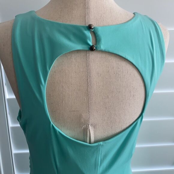 Size S light teal ruched open back dress The Limited - Picture 7 of 10